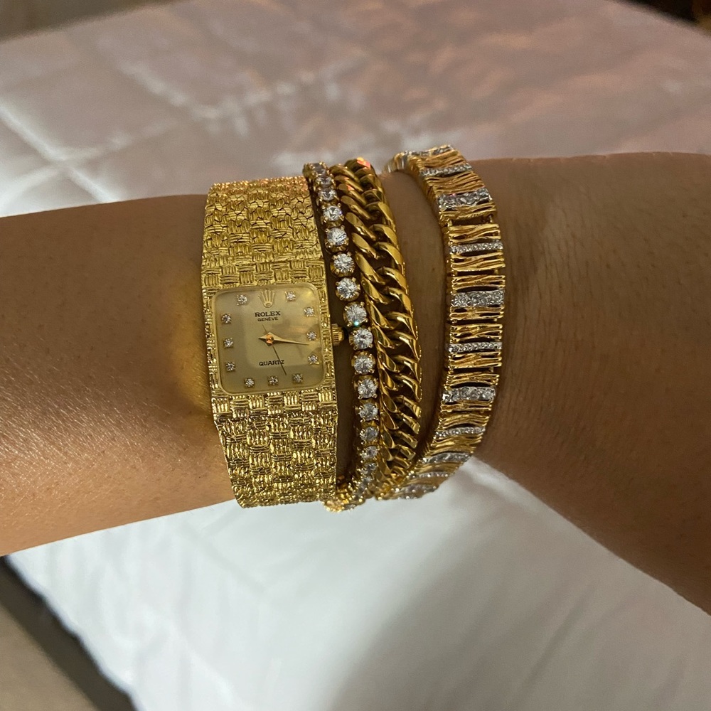 PAJ Gold over Sterling Silver 5tcw
Accented Link Tennis Bracelet 7" X 3.5